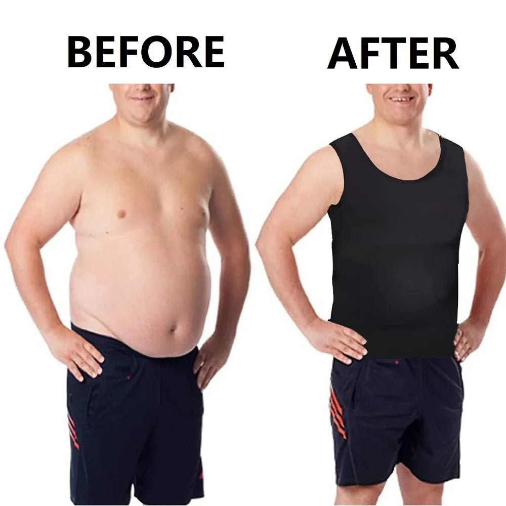 Férfi kompressziós, trikók, alsóingek,  karcsúsító, alakformáló, ujjatlan, hasra erősíthető, fitnesz edzéshez