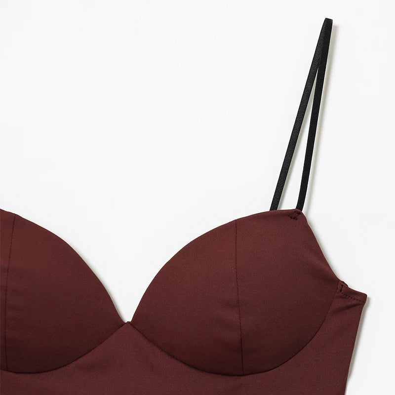 HXAO női felsők, fűzős crop top, női ujjatlan, fekete-barna felső, pántos, testhezálló, hát nélküli, szexi felsők, melltartó