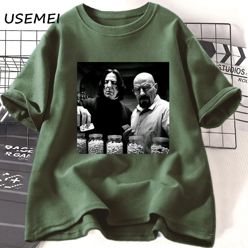 Vintage Walter in Lab póló Férfi Breaking Bad póló Vicces grafikus pólók Unisex pamut rövid ujjú póló Utcai viselet