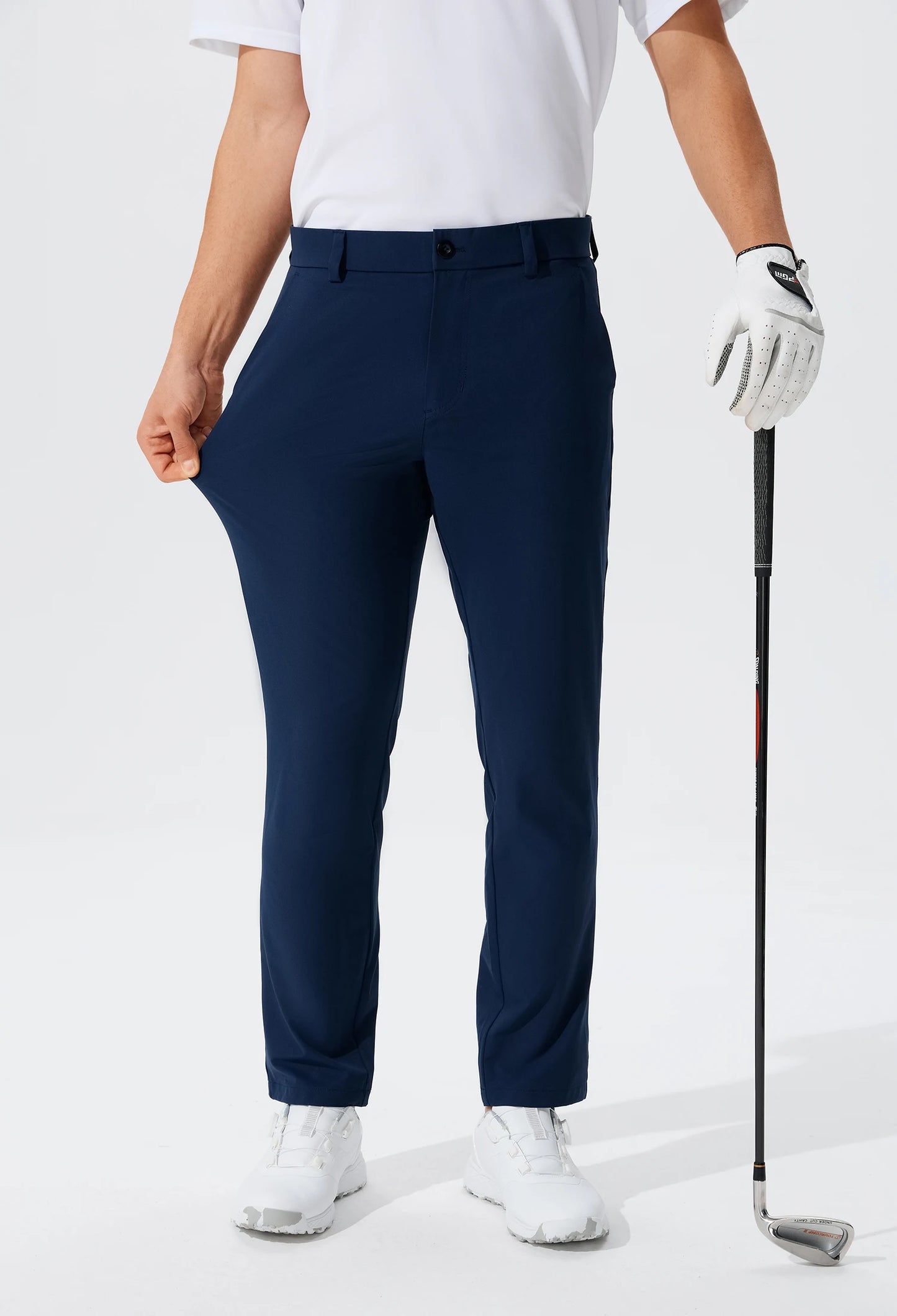 Férfi lezser golfnadrág, rugalmas, vékony, egyenes, könnyű, minőségi üzleti nadrág, golf sportnadrág, 30-34-es belső szárhossz