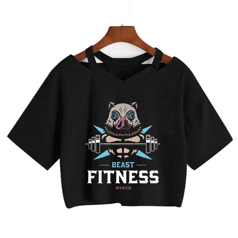 Demon Slayer póló Nezuko póló női Kimetsu No Yaiba crop top pólók japán anime Tanjiro Kamado felsők Manga póló női