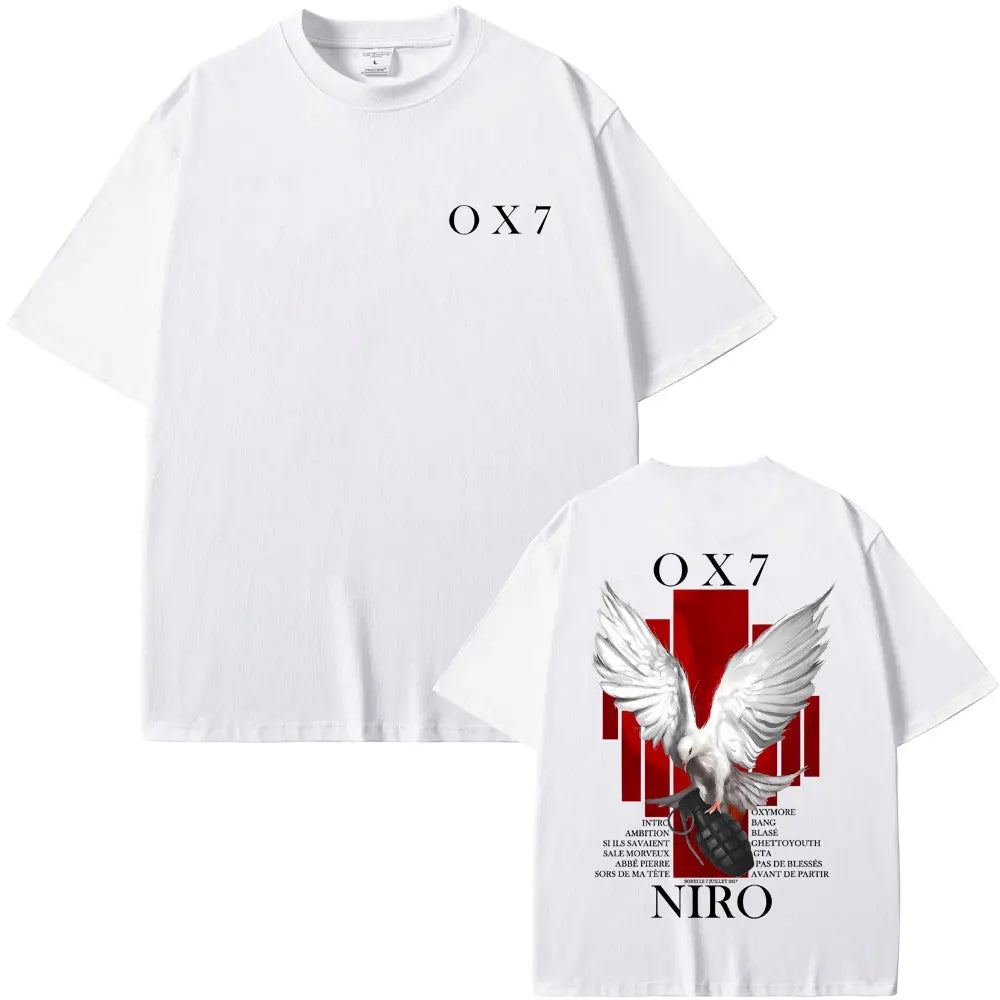 Rapper Niro OX7 album grafikus póló férfi női hiphop divat