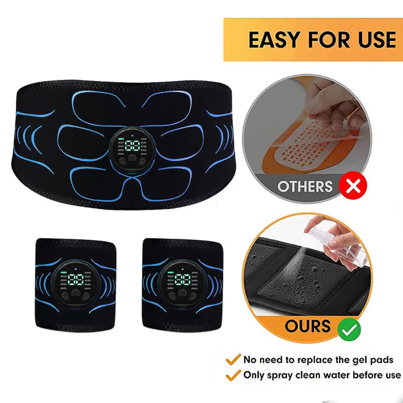 Hasizomerősítő öv Derékizomerősítő Okos Testkar Edző USB Fitnesz Edzésmasszázs