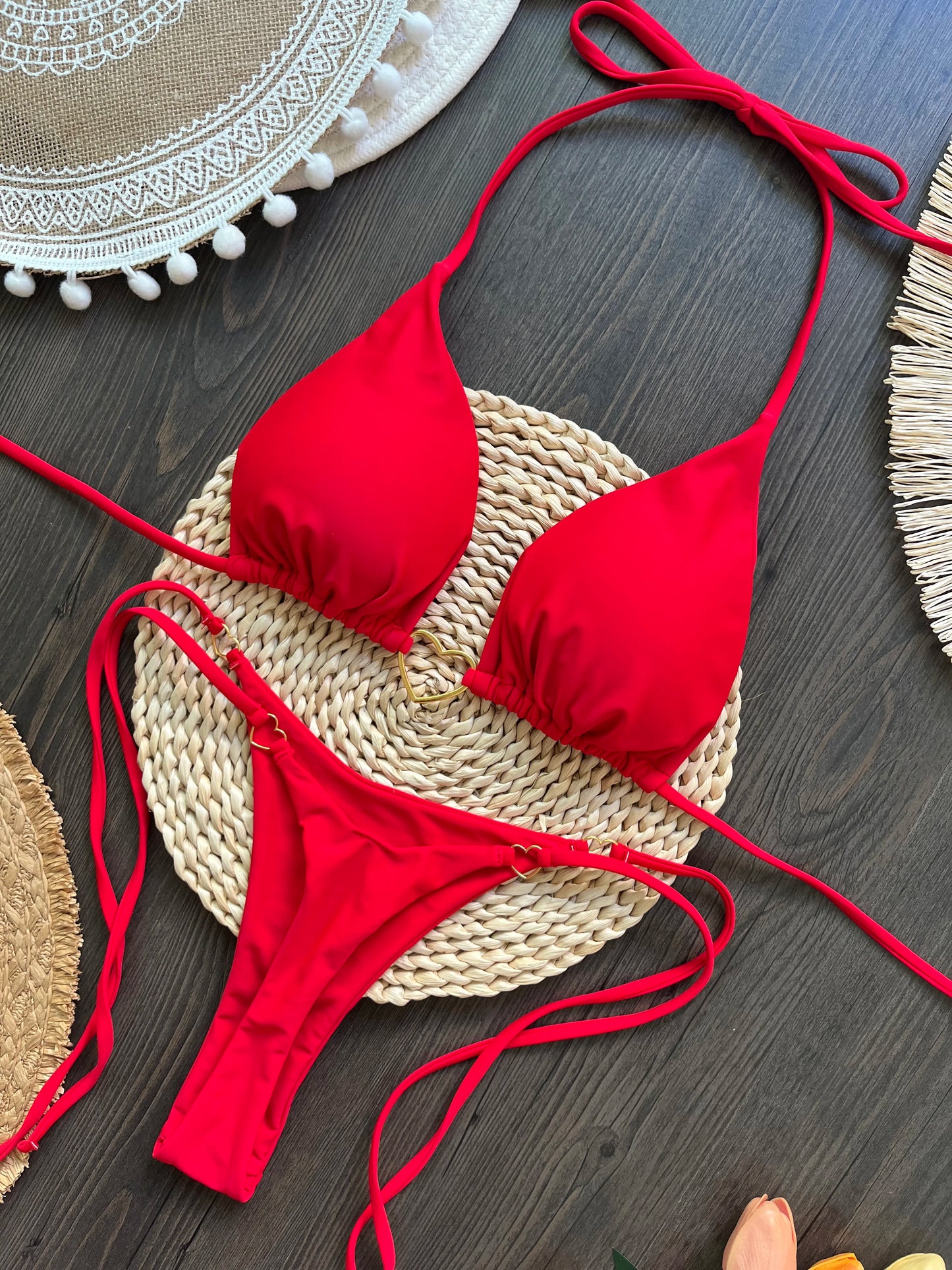 RUOTONSEPT Szexi Pántnélküli Egyszínű Bikini Szett Női Fürdőruha Kétrészes Háromszög Tanga Fürdőruha Brazil Bikinik