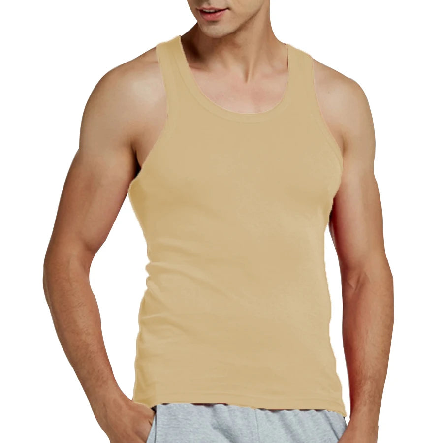 Férfi Tank Tops Fitness Hűvös Nyári 100% Pamut Ujjatlan Felsők Edzőterem Slim Alsóing  10 Szín 1DB
