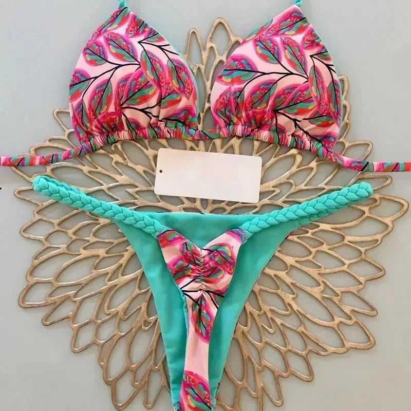 Új bikini női fürdőruha strandnyaralás fürdőruha leopárdmintás szexi bikini szett strandruha fürdőruha tanga fürdőruha biquinis