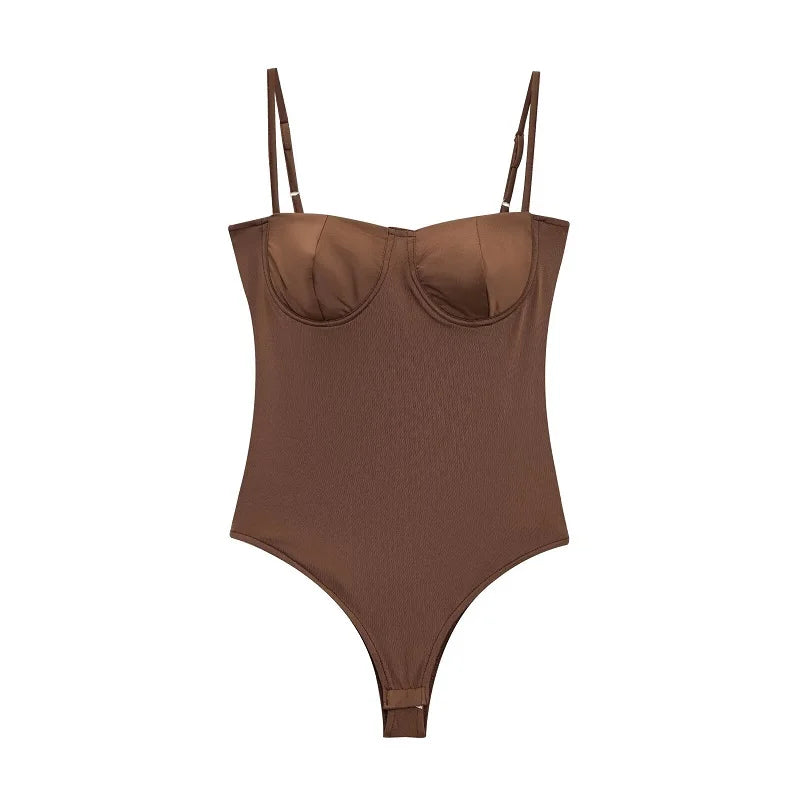 MUJER Szexi szatén body Női Hát nélküli Bustier Top Női Szexi Ruhák Fehérnemű Bodyk Női Ujjatlan Női Top Body