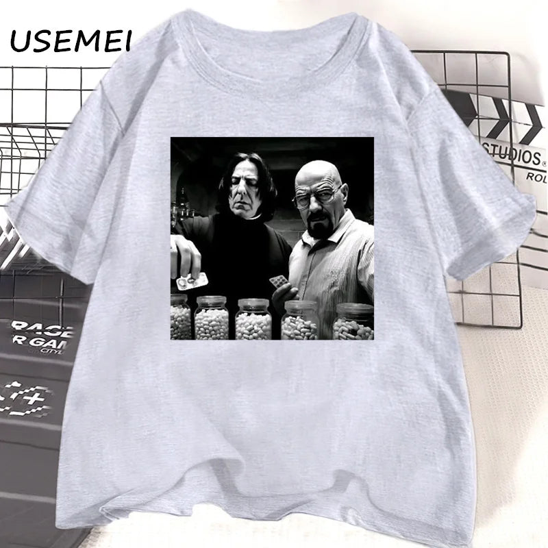 Vintage Walter in Lab póló Férfi Breaking Bad póló Vicces grafikus pólók Unisex pamut rövid ujjú póló Utcai viselet