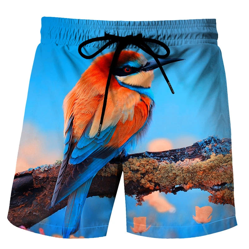Vicces kacsa mintás férfi strandnadrág 3D mintás állatmintás boardshort