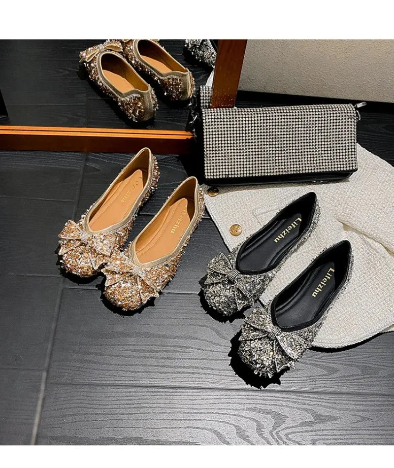 Női cipők, gyönyörű, masnis, alkalmi cipők, női divatos, négyzet alakú, lapos cipő, luxus designer cipők, Zapatos Mujer