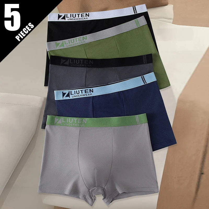 5/10-es darabos, kényelmes, fekete-arany mintás férfi boxeralsó