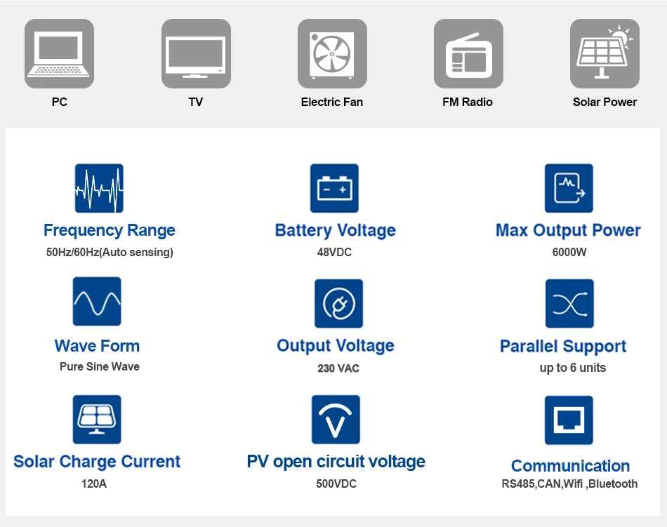 EASUN 6.2KW 4.2KW MPPT hibrid napelemes inverter 48V PV teljesítmény 6500W Off Grid beépített napelemes töltővezérlő 120A tiszta szinusz hullám