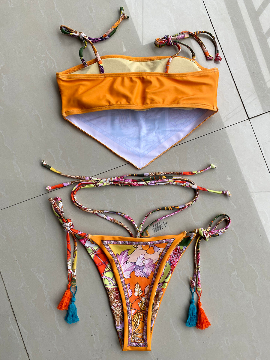 Nyomtatott Crop Top Bikini 2025 Női Bikinik Brazil Fürdőruha Női Fürdőruha Kétrészes Bikini Szett Magas Dekoltált Fürdőruha Úszás