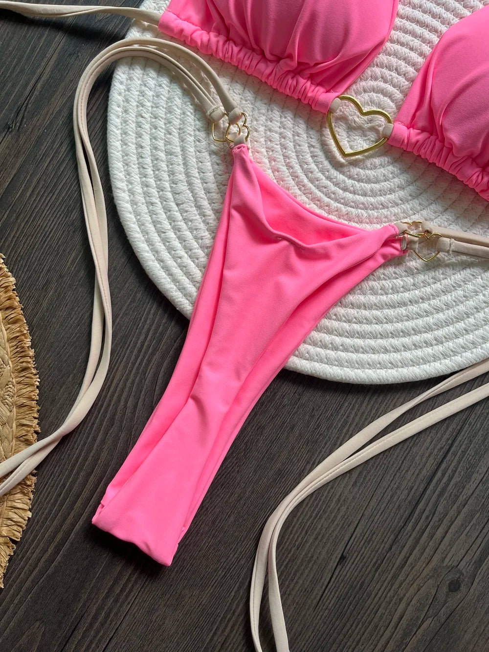 RUOTONSEPT Szexi Pántnélküli Egyszínű Bikini Szett Női Fürdőruha Kétrészes Háromszög Tanga Fürdőruha Brazil Bikinik