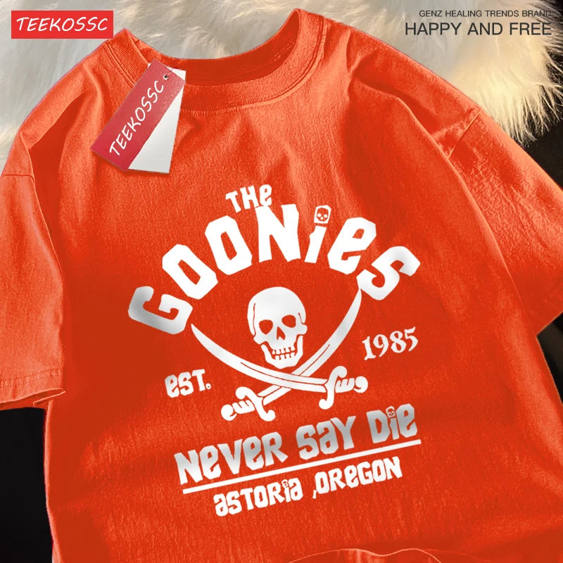 A Goonies Never Say Die pólók Férfi Női Kényelmes, kereknyakú Lélegző pamut Utcai laza páros ruházat