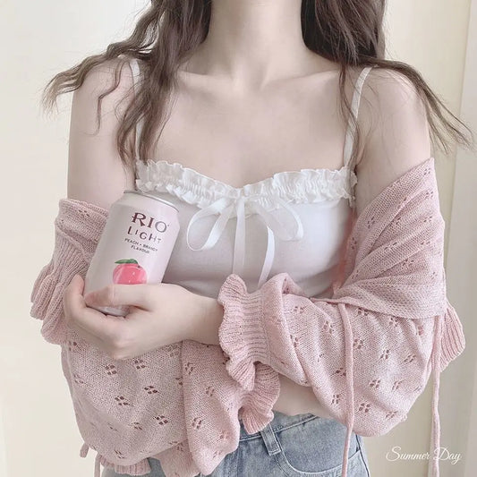 Nyári női csőfelső szexi masnis atléta ujjatlan fűző felső női fehérnemű pántnélküli vékony pántos trikó fehér crop top
