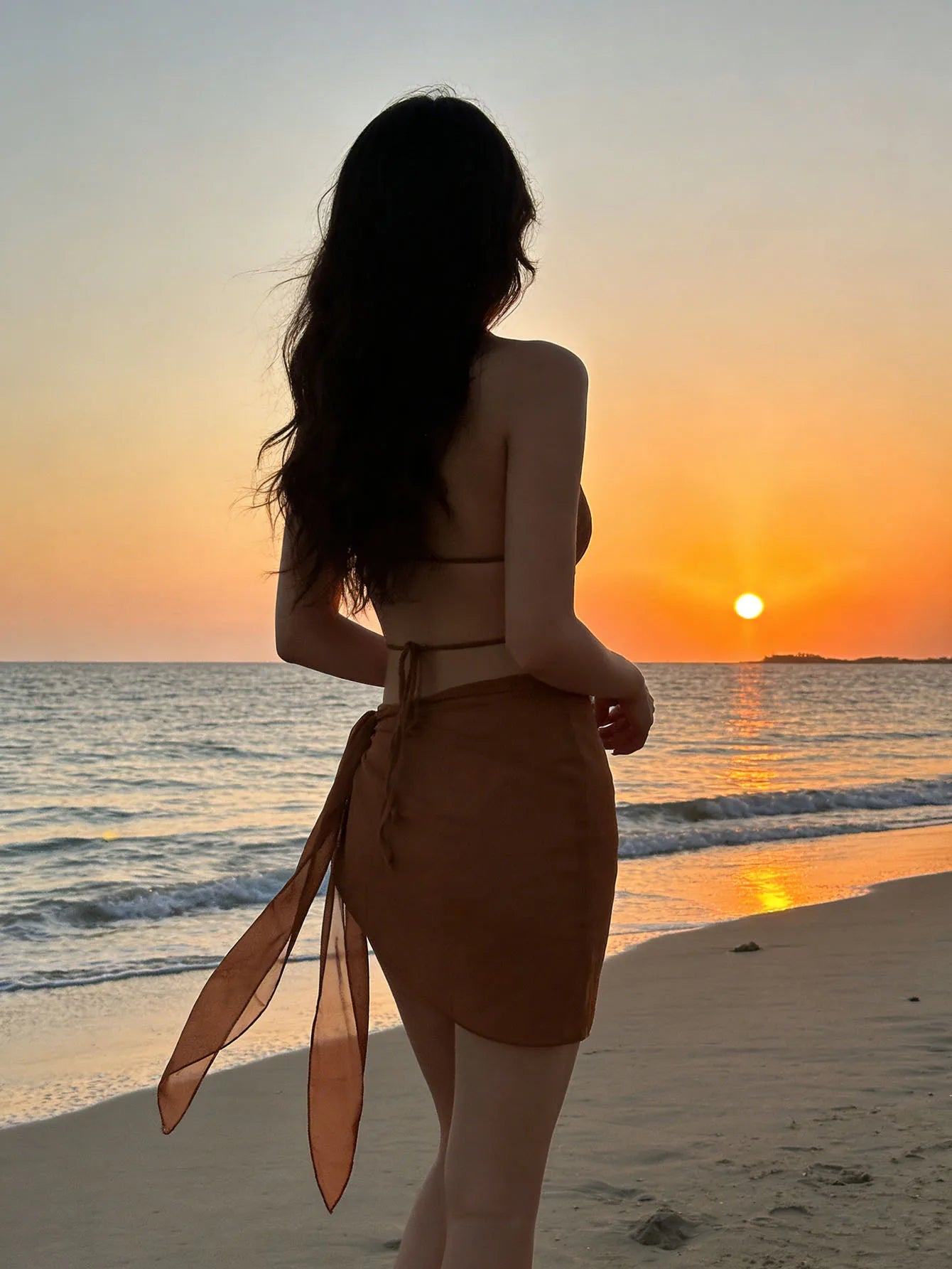 Nyári strand úszókapucnis szoknya nőknek egyszínű rövid bikinihez