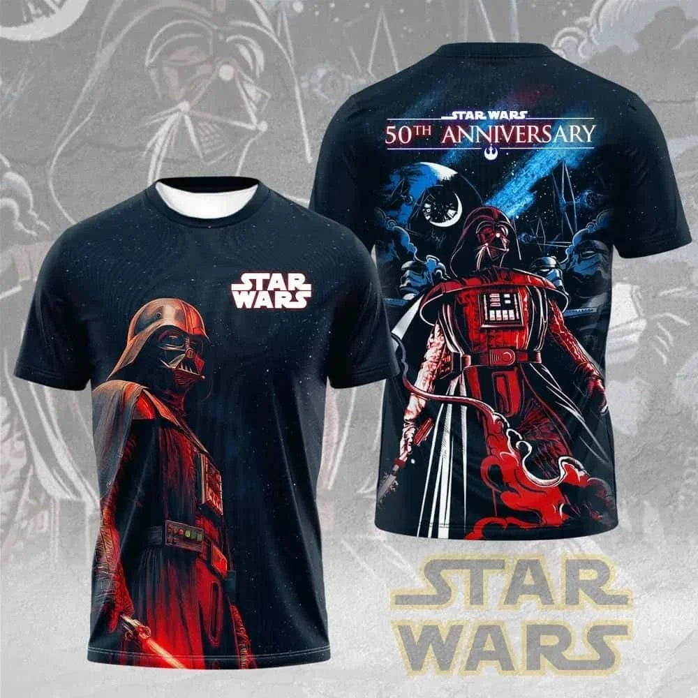 Star Wars 50. évfordulós póló - Férfi és női, gyerek, hétköznapi, partira és tematikus eseményre való, mintás, nyári rövid ujjú felső