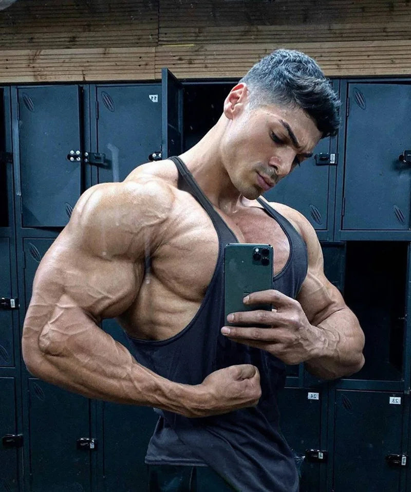 Muscle férfi sport trikó pamut edzőfelsők ujjatlan trikó férfi fitnesz