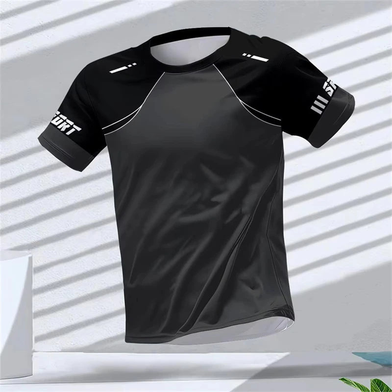 Divatos futó sportpólók férfiaknak, nyári, hétköznapi, szabadtéri fitnesz, 3D nyomtatott, laza, gyorsan száradó, lélegző pólók, felsők