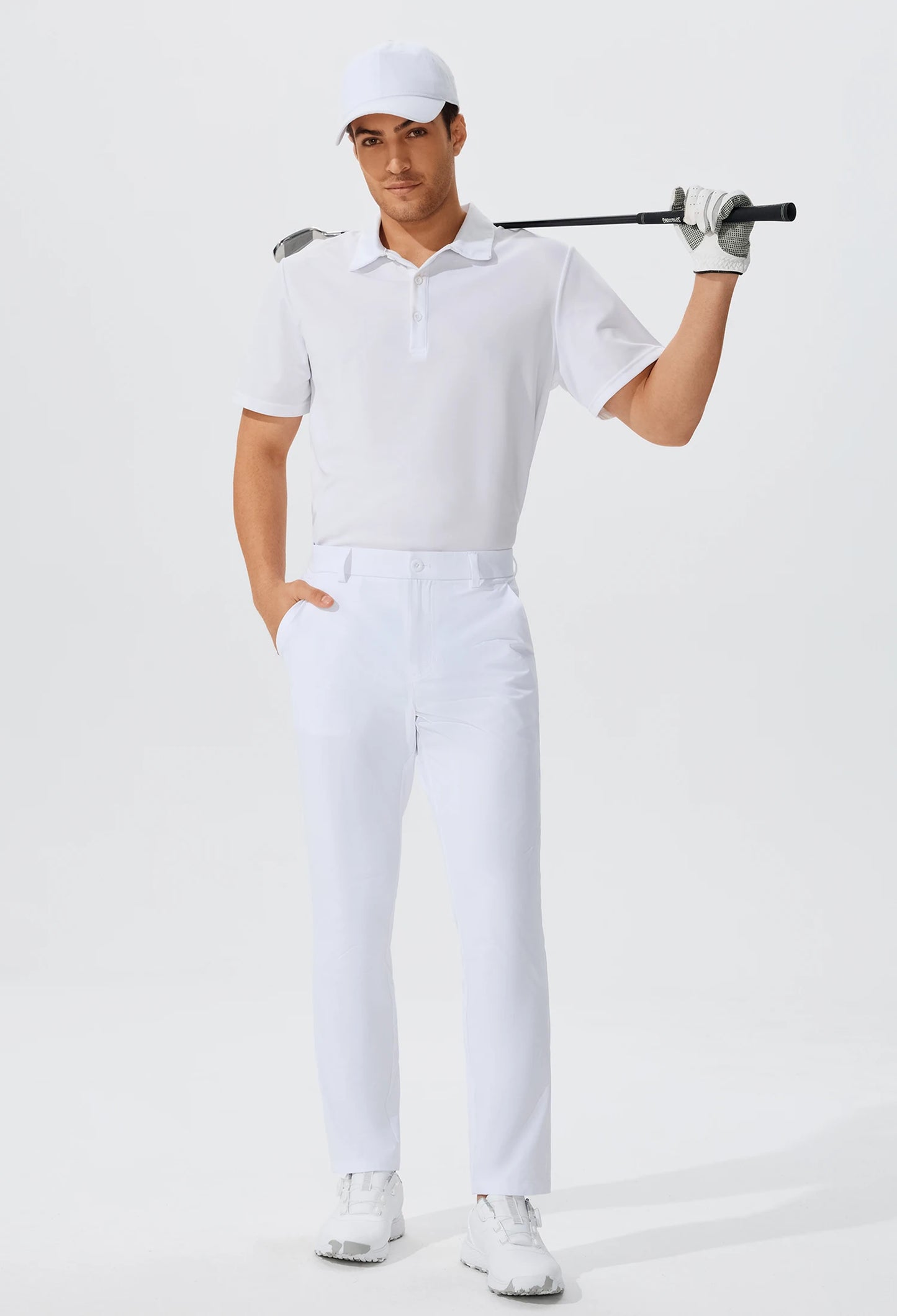 Férfi lezser golfnadrág, rugalmas, vékony, egyenes, könnyű, minőségi üzleti nadrág, golf sportnadrág, 30-34-es belső szárhossz