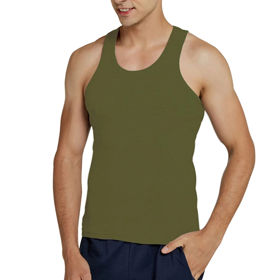 Férfi Tank Tops Fitness Hűvös Nyári 100% Pamut Ujjatlan Felsők Edzőterem Slim Alsóing  10 Szín 1DB