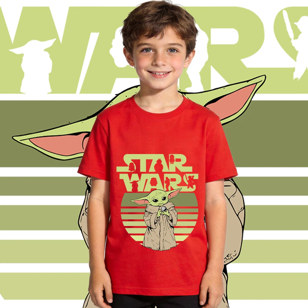 Star Wars Yoda baba Yoda mintás gyerek pamut póló lezser rövid ujjú póló fiúknak és lányoknak kisgyermek nyári felső