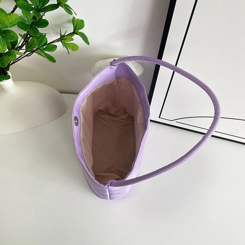 Kézitáska - Nejlon vödör táska hónaljra - Ajándéktáska - Koreai niche dizájn - Születésnapi ajándéktáska - Feliratos női táska