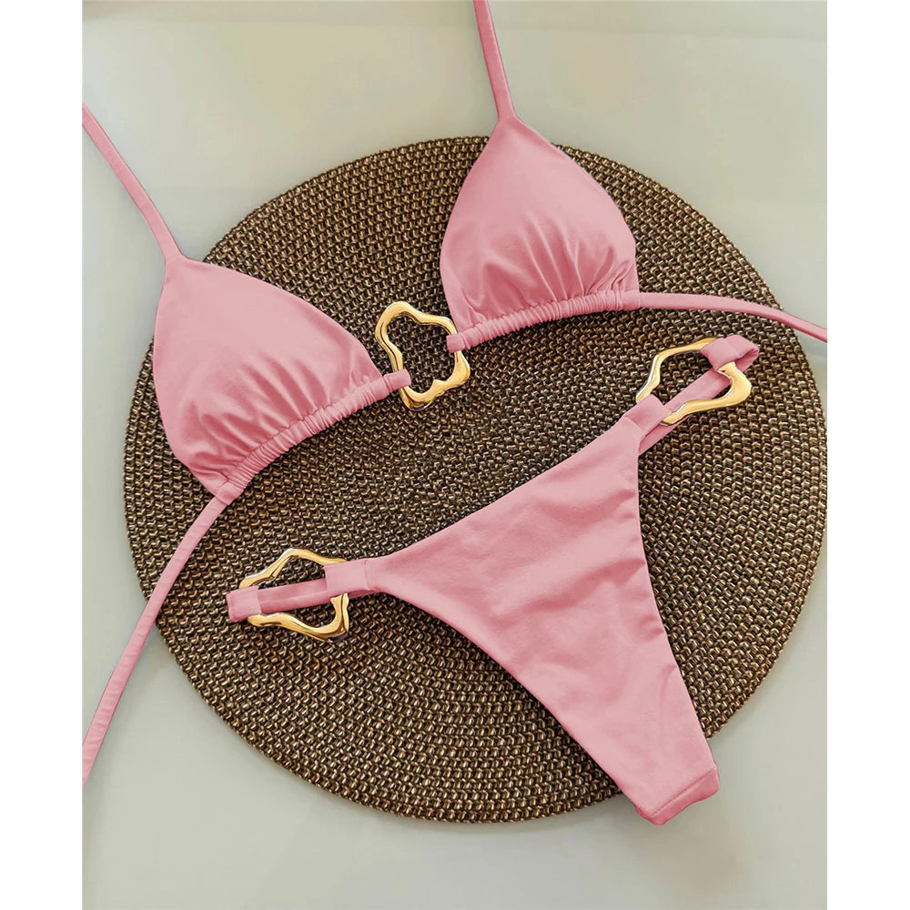 Szexi, pántnélküli, mikro bikini 2025 női fürdőruha, egyszínű, tanga bikinik, brazil strandruha, biquini női