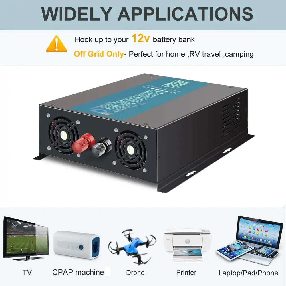 Megbízható tiszta szinuszhullámú napelemes inverter 1000W/1500W/2000W/2500W/3000W/5000W 12V/24V/48V DC - 120V/220VAC tápegység-átalakító