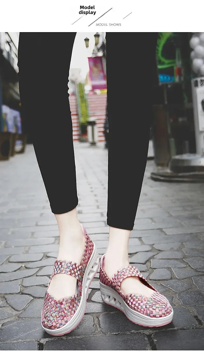 2025 Új Női Cipők Kézzel Szőtt Alkalmi Cipők Vastag Alsó Lélegző Egyszemélyes Szandálok Slip-on Lazy Travel Shoe Chaussure Femme