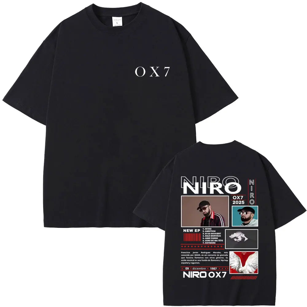 Rapper Niro OX7 album grafikus póló férfi női hiphop divat
