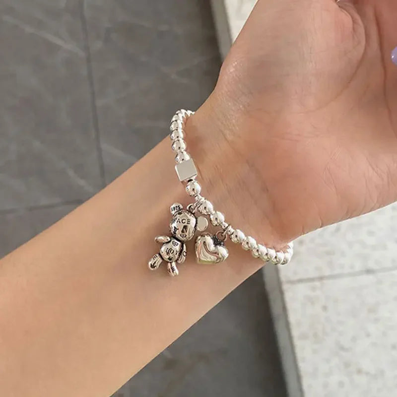 925 Sterling Ezüst Karkötők Női Gyöngyfűzős Kiegészítők Trend Vintage Egyszerű Arany Medál Party Ékszerek