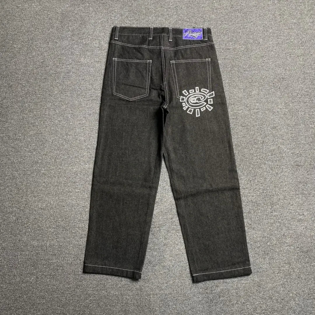 Új Always Jeans Kiváló minőségű Nyomott Hímzésű Egyenes Farmer Fekete Nadrág Férfi Farmer Mintás Trendi Utcai Viselet Always Jeans Férfi
