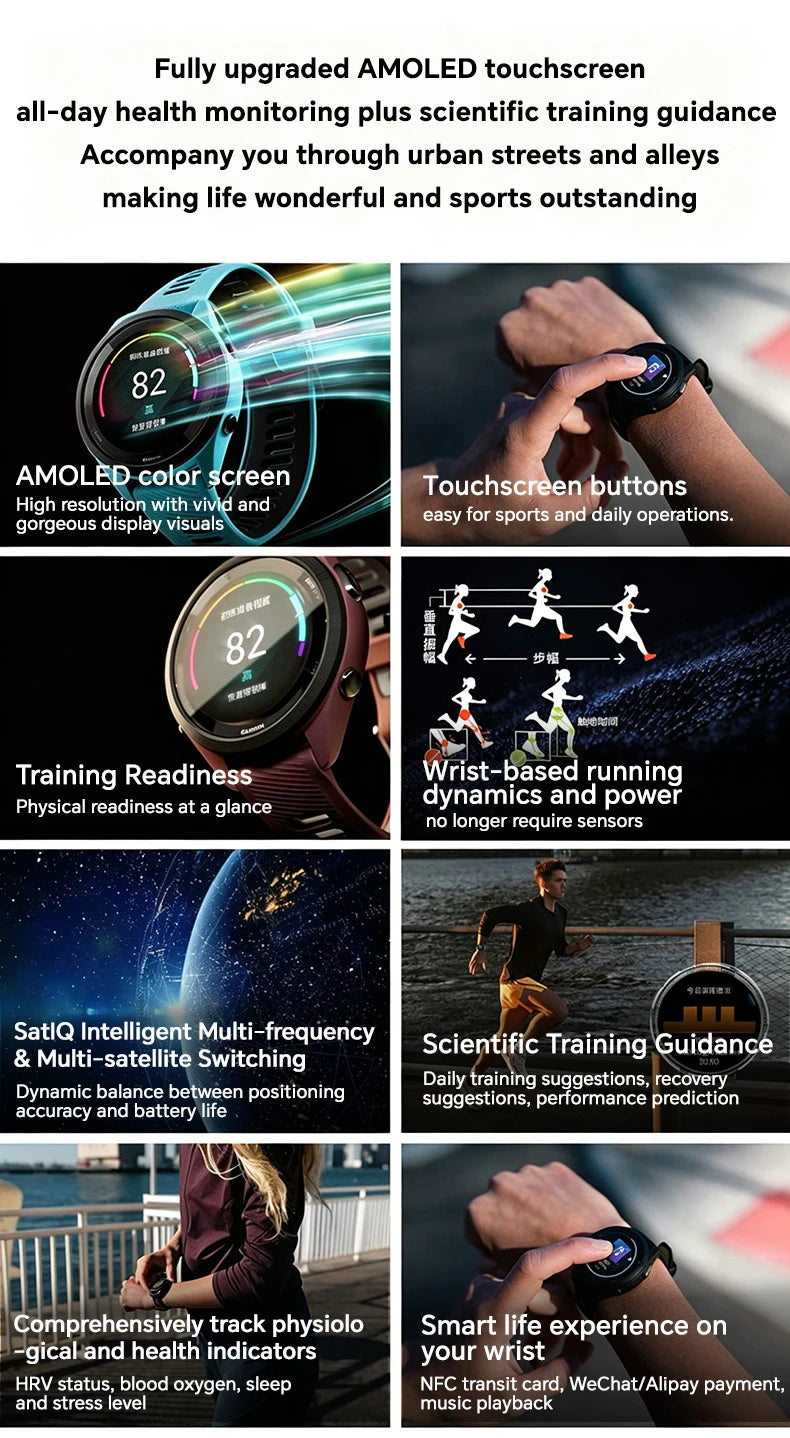 Garmin Forerunner 265/265s sportóra, kültéri GPS, futás, fitnesz, maraton, úszás, kínai pulzusmérő, véroxigén-mérő, okosóra