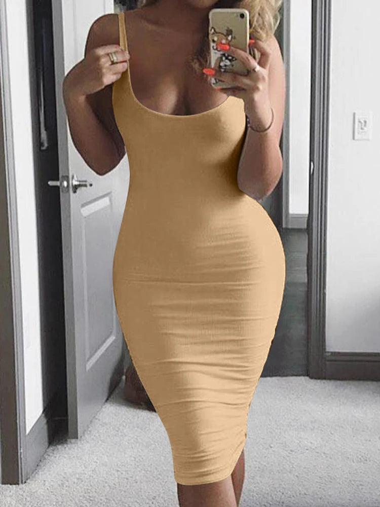 Nyári szexi tank top európai és amerikai plus size női ujjatlan midi ruha