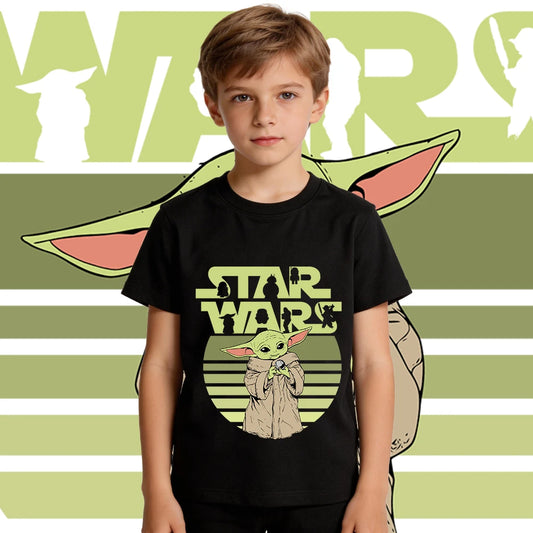 Star Wars Yoda baba Yoda mintás gyerek pamut póló lezser rövid ujjú póló fiúknak és lányoknak kisgyermek nyári felső