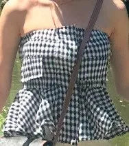 Lányoknak elegáns fodros kockás csőfelsői női rugalmas kendőcsövek bandeau rövid pánt nélküli trikó crop top női