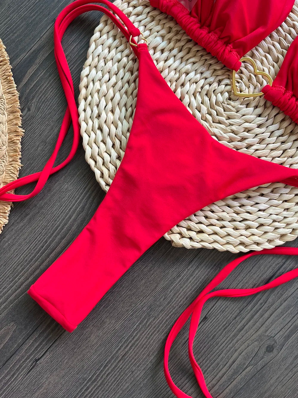 RUOTONSEPT Szexi Pántnélküli Egyszínű Bikini Szett Női Fürdőruha Kétrészes Háromszög Tanga Fürdőruha Brazil Bikinik