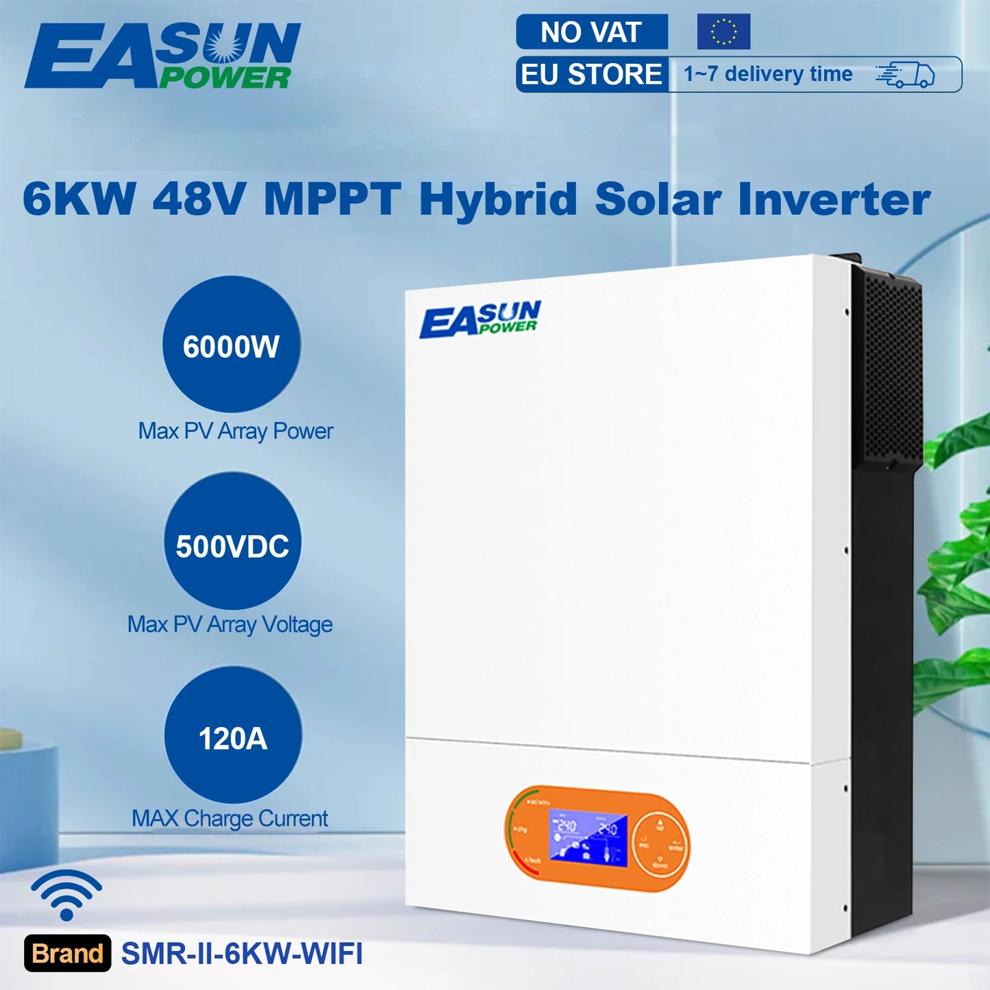 EASUN 6.2KW 4.2KW MPPT hibrid napelemes inverter 48V PV teljesítmény 6500W Off Grid beépített napelemes töltővezérlő 120A tiszta szinusz hullám