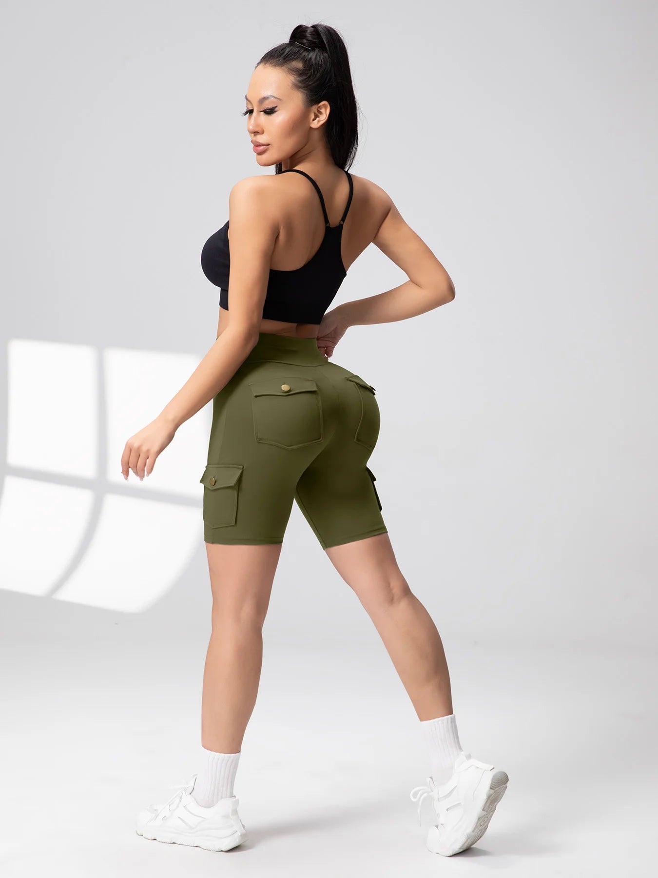 Zsebes edzőnadrág női magas derekú divatos fitnesznadrág vékony, rugalmas, kültéri, kényelmes sportleggings