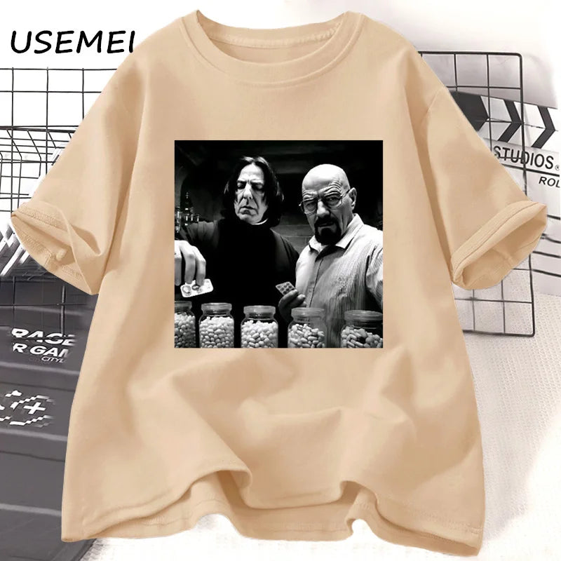 Vintage Walter in Lab póló Férfi Breaking Bad póló Vicces grafikus pólók Unisex pamut rövid ujjú póló Utcai viselet