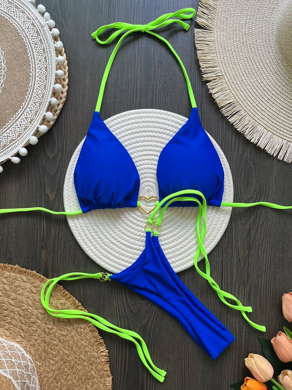 RUOTONSEPT Szexi Pántnélküli Egyszínű Bikini Szett Női Fürdőruha Kétrészes Háromszög Tanga Fürdőruha Brazil Bikinik