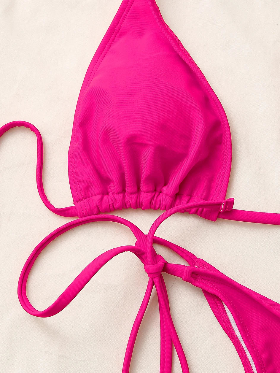 Szexi mikro bikini 2025 keresztezett fürdőruha, kötszeres női fürdőruha, női tanga bikinik szett, 2 darabos női fürdőruha, strandruha