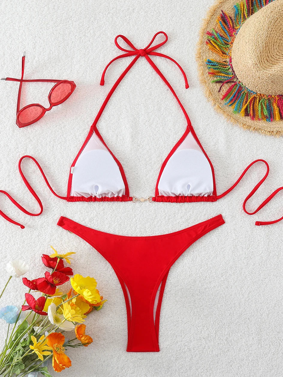 Szexi mikro bikini 2026 női láncos fürdőruha női fürdőruha tanga bikinik szett brazil kétrészes fürdőruha strandruha fürdőruha fürdőző