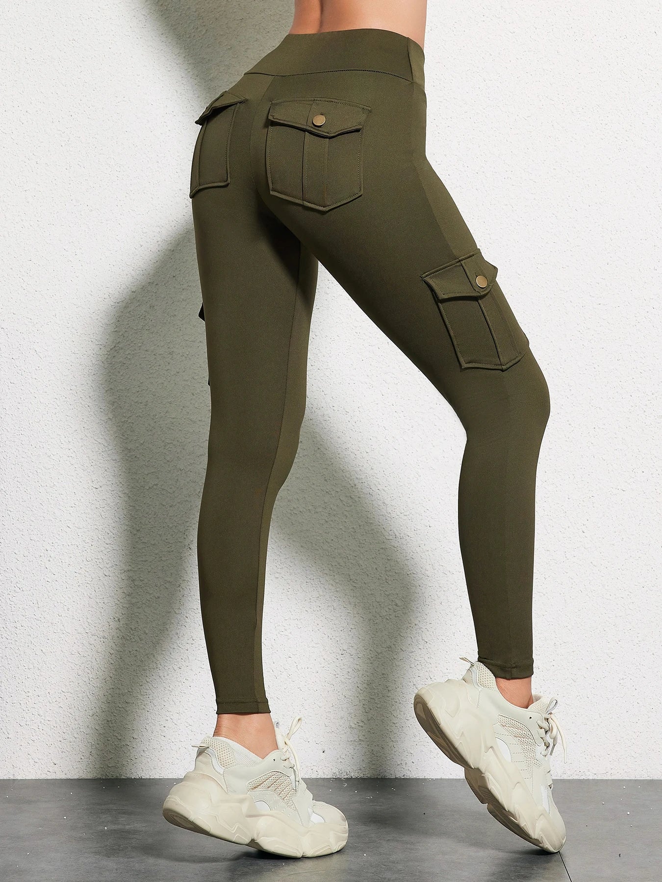 Zsebes edzőnadrág női magas derekú divatos fitnesznadrág vékony, rugalmas, kültéri, kényelmes sportleggings