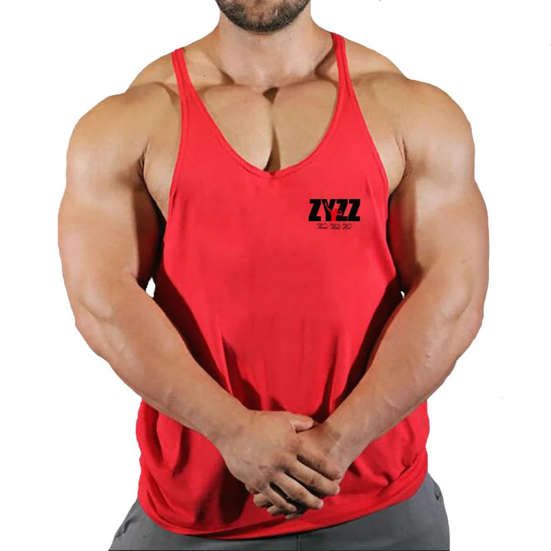 Férfi testépítő trikó, ujjatlan felső, fitnesz, pamut mintás