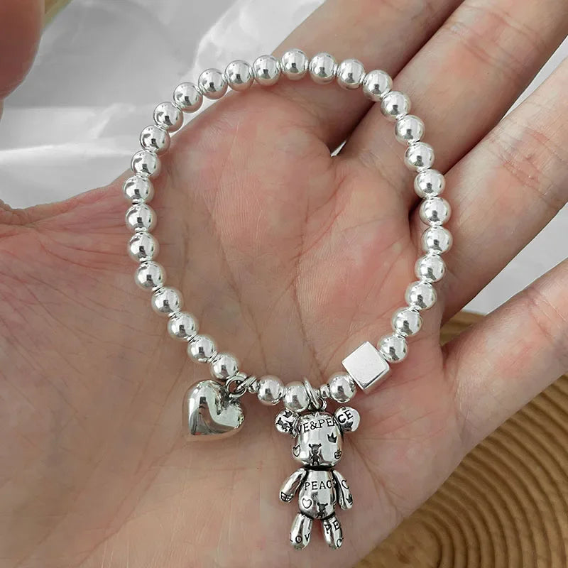 925 Sterling Ezüst Karkötők Női Gyöngyfűzős Kiegészítők Trend Vintage Egyszerű Arany Medál Party Ékszerek