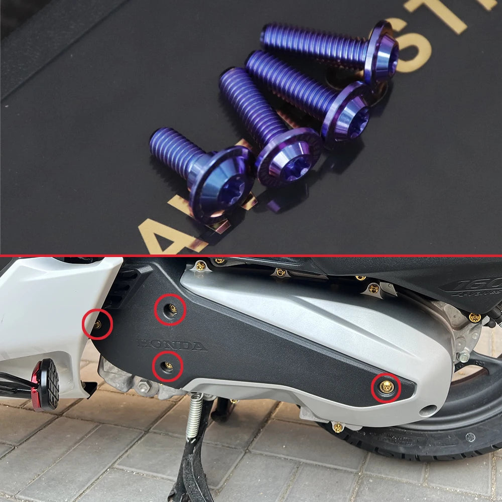 FLAWLESSTI Gr5 Titán forgattyúház Légszűrőház Hűtő Motorolaj Lengőkar Féktárcsa Kipufogócső Hátsó Lengéscsillapító Csavar Honda PCX 160-hoz