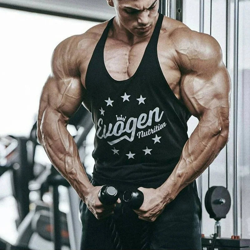 Muscle férfi sport trikó pamut edzőfelsők ujjatlan trikó férfi fitnesz